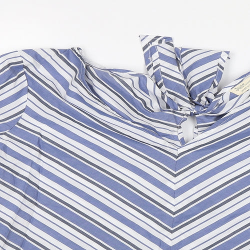 Just Living Womens Blue Striped  Basic Blouse Size S