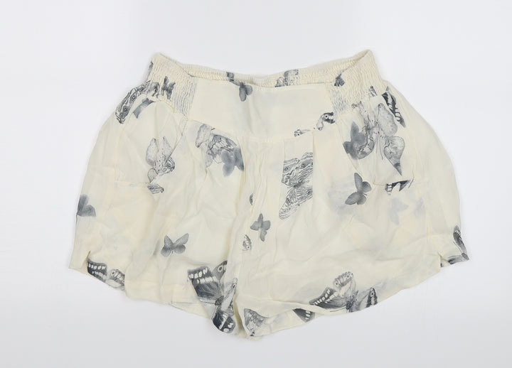 Topshop Womens White Paperbag Shorts Size 10 - Butterflies
