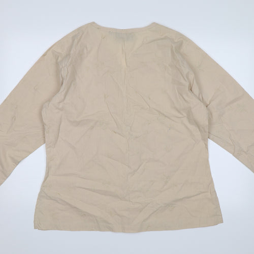 Akal Womens Beige Floral  Tunic Blouse Size XL