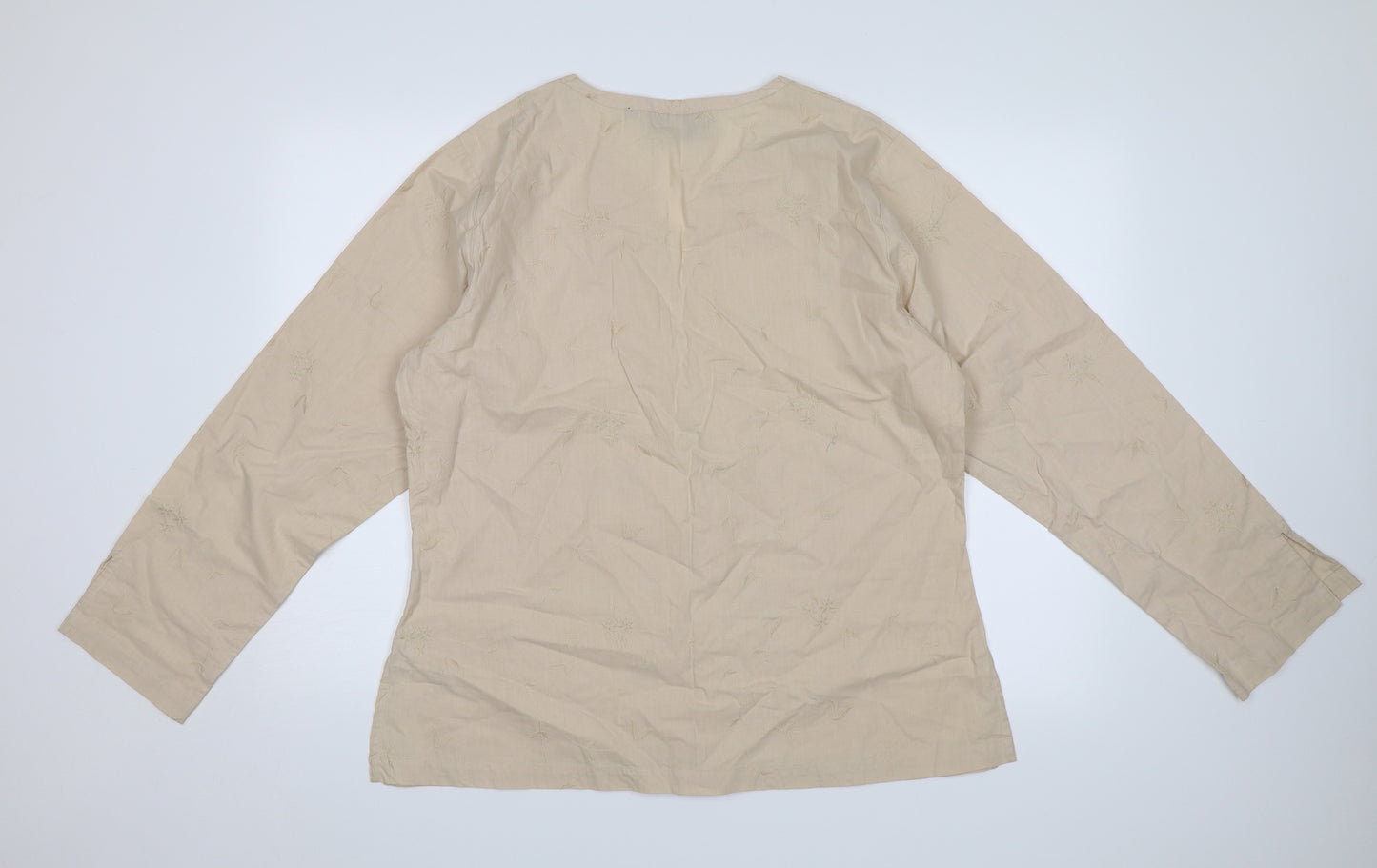 Akal Womens Beige Floral  Tunic Blouse Size XL