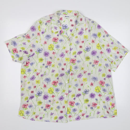 Damart Womens White Floral  Basic Button-Up Size 20