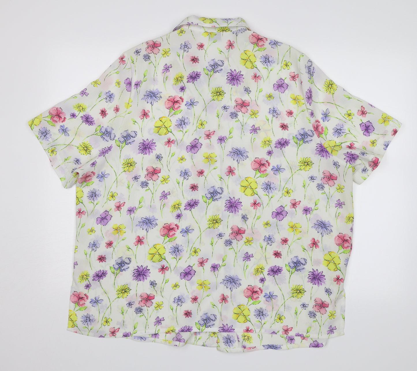 Damart Womens White Floral  Basic Button-Up Size 20