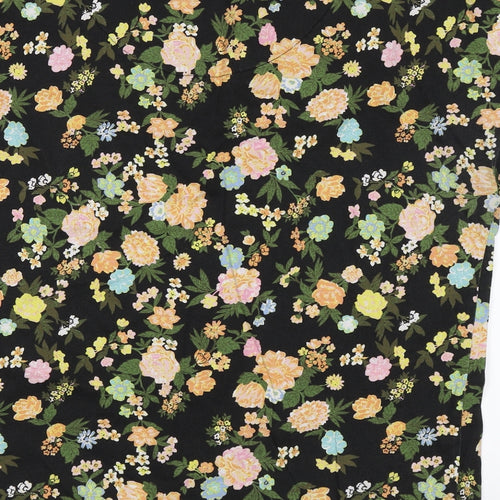 Capsule Womens Black Floral  Basic T-Shirt Size 12