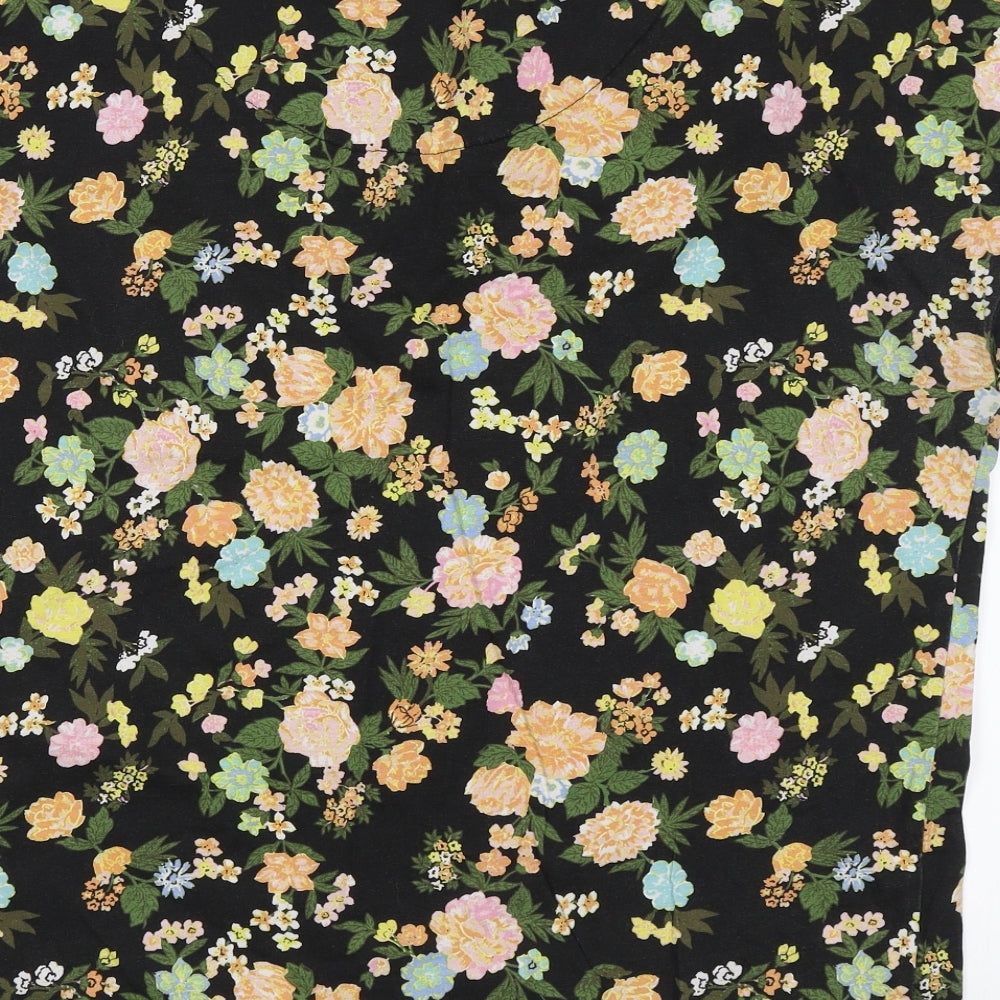 Capsule Womens Black Floral  Basic T-Shirt Size 12
