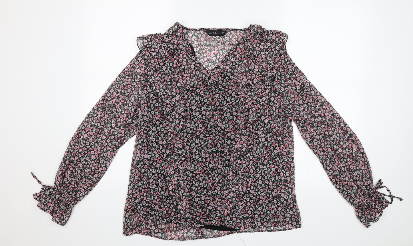 F&F Womens Pink Floral  Basic Blouse Size 10
