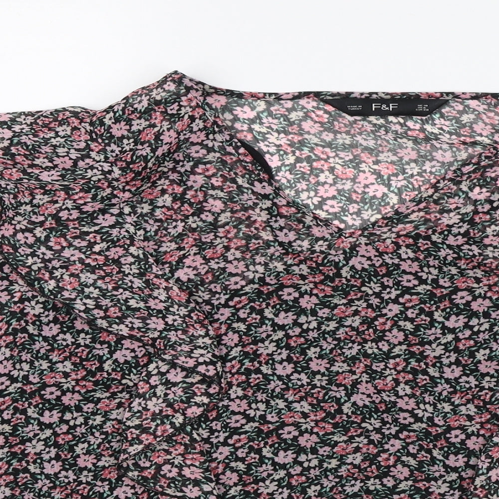 F&F Womens Pink Floral  Basic Blouse Size 10
