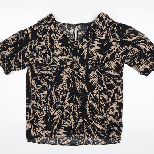 F&F Womens Black Floral  Basic Blouse Size 12