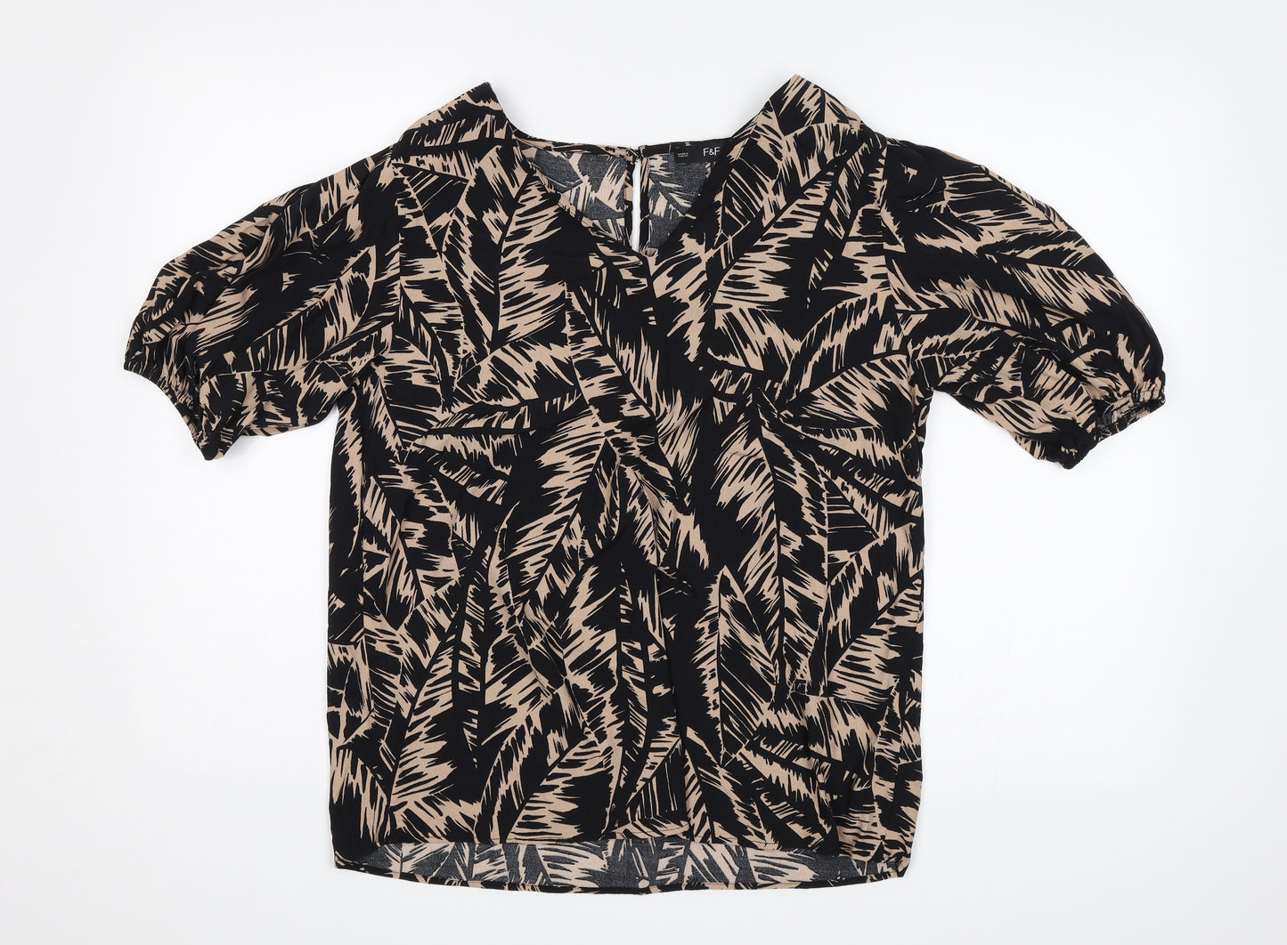 F&F Womens Black Floral  Basic Blouse Size 12