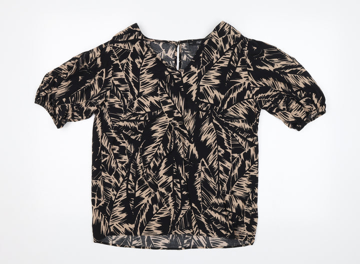 F&F Womens Black Floral  Basic Blouse Size 12