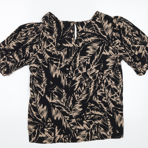 F&F Womens Black Floral  Basic Blouse Size 12