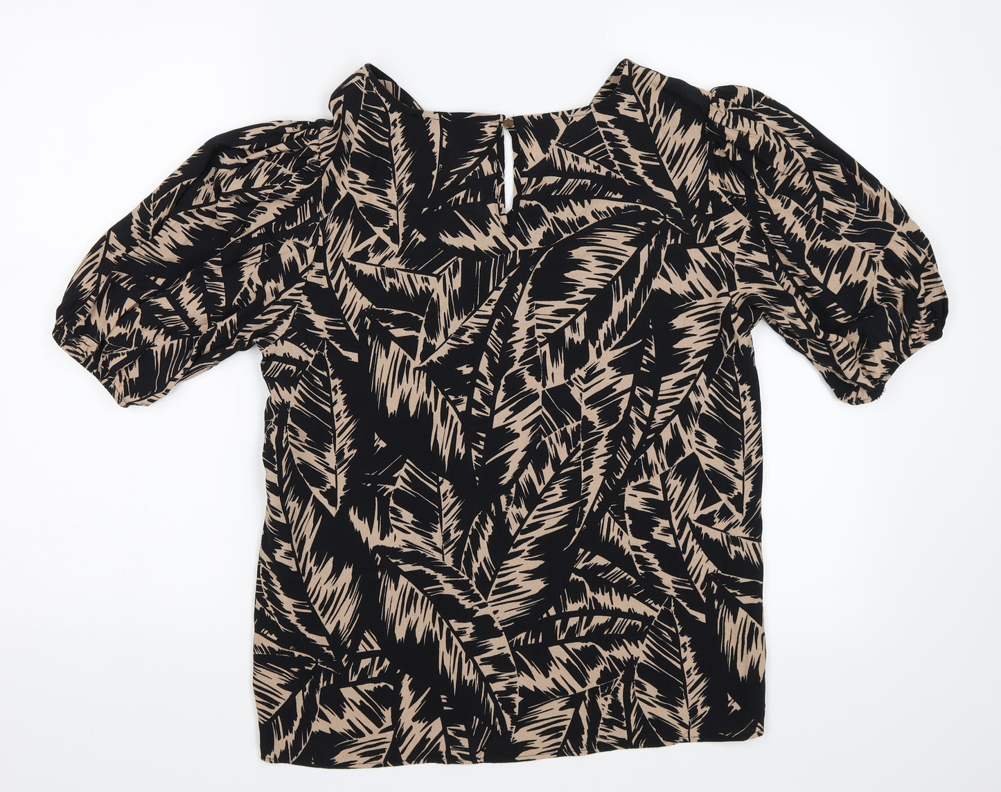 F&F Womens Black Floral  Basic Blouse Size 12