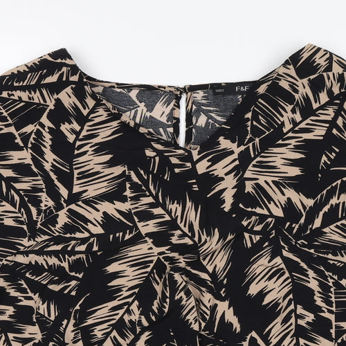 F&F Womens Black Floral  Basic Blouse Size 12