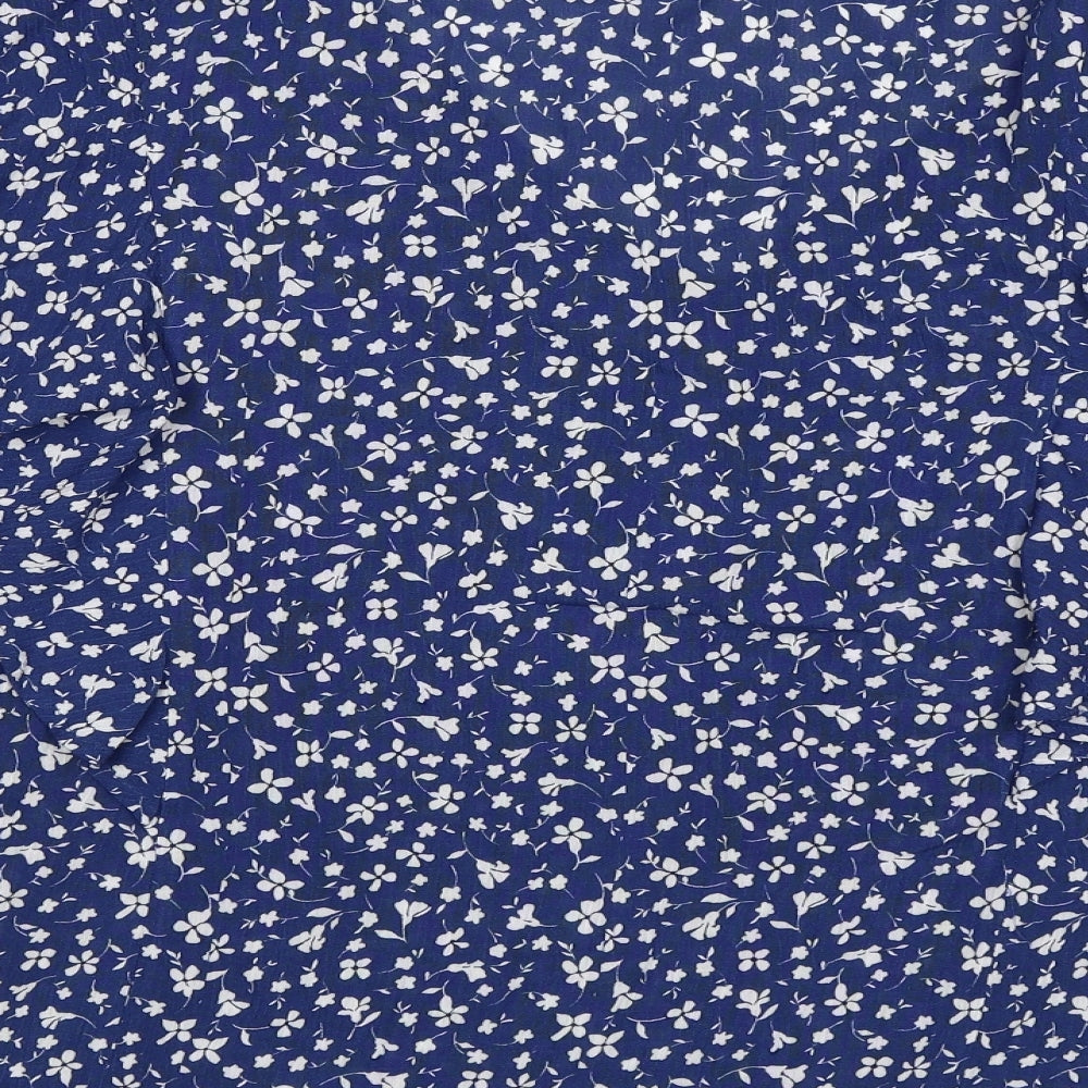 F&F Womens Blue Floral  Basic Button-Up Size 12