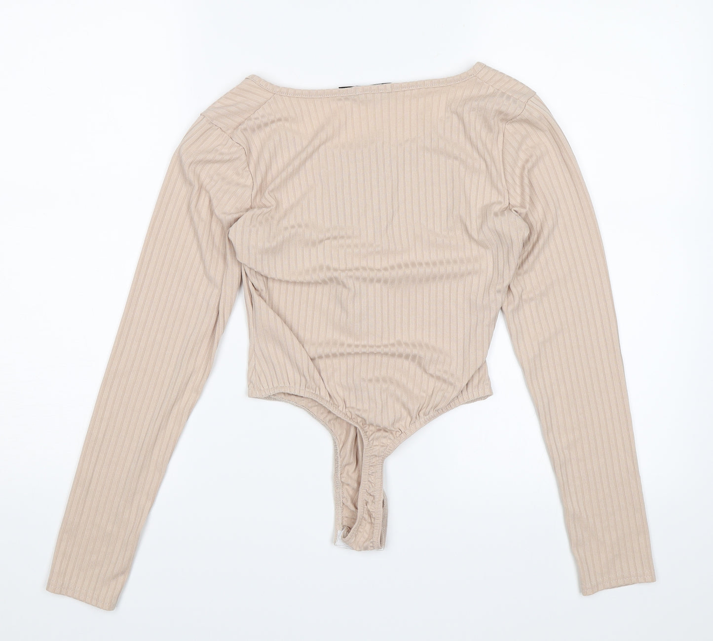 Boohoo Womens Beige   Bodysuit One-Piece Size 10