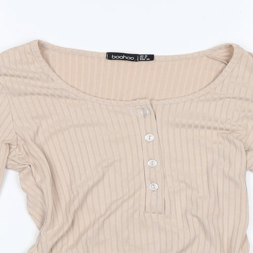 Boohoo Womens Beige   Bodysuit One-Piece Size 10