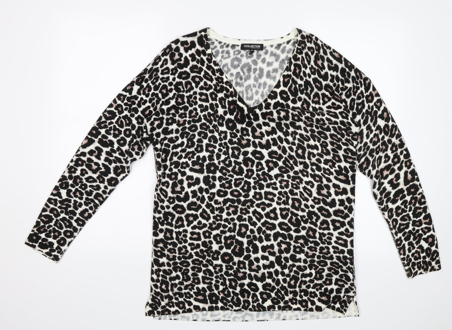 Debenhams Womens Black Animal Print  Pullover Jumper Size 10