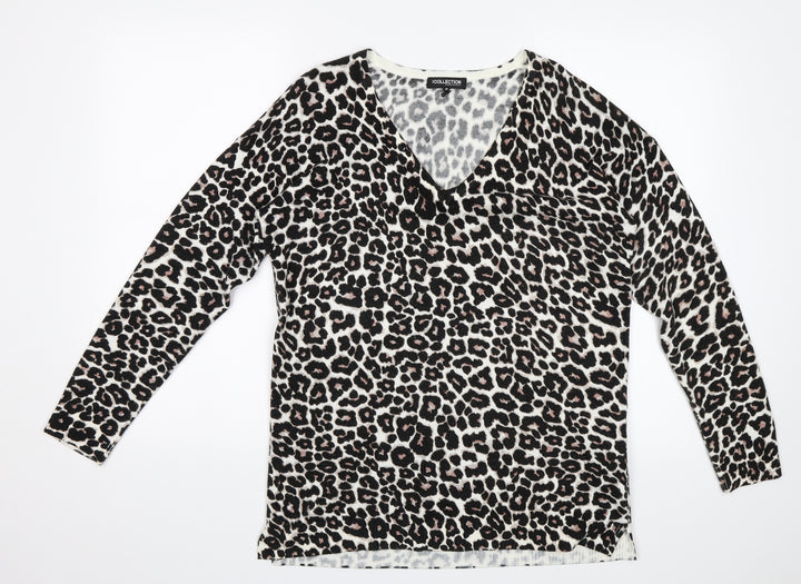 Debenhams Womens Black Animal Print  Pullover Jumper Size 10