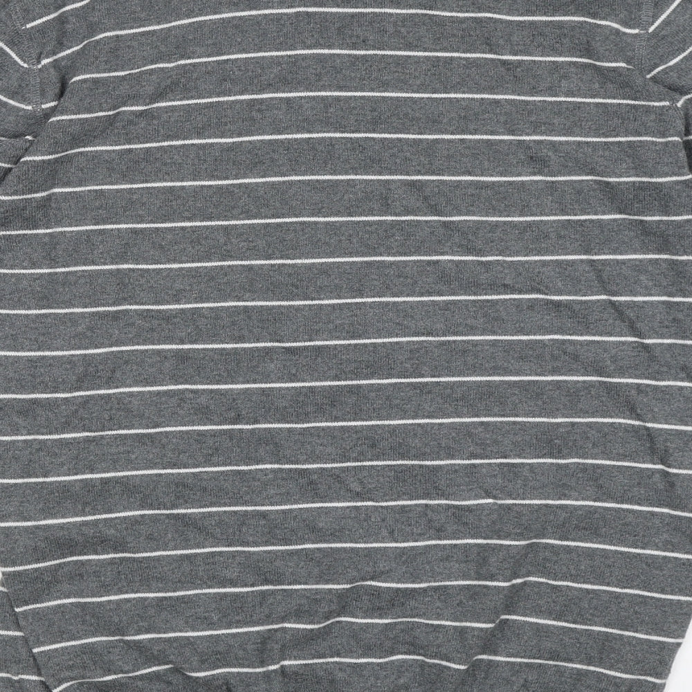 Jack and Jones Mens Grey Striped  Pullover Jumper Size S