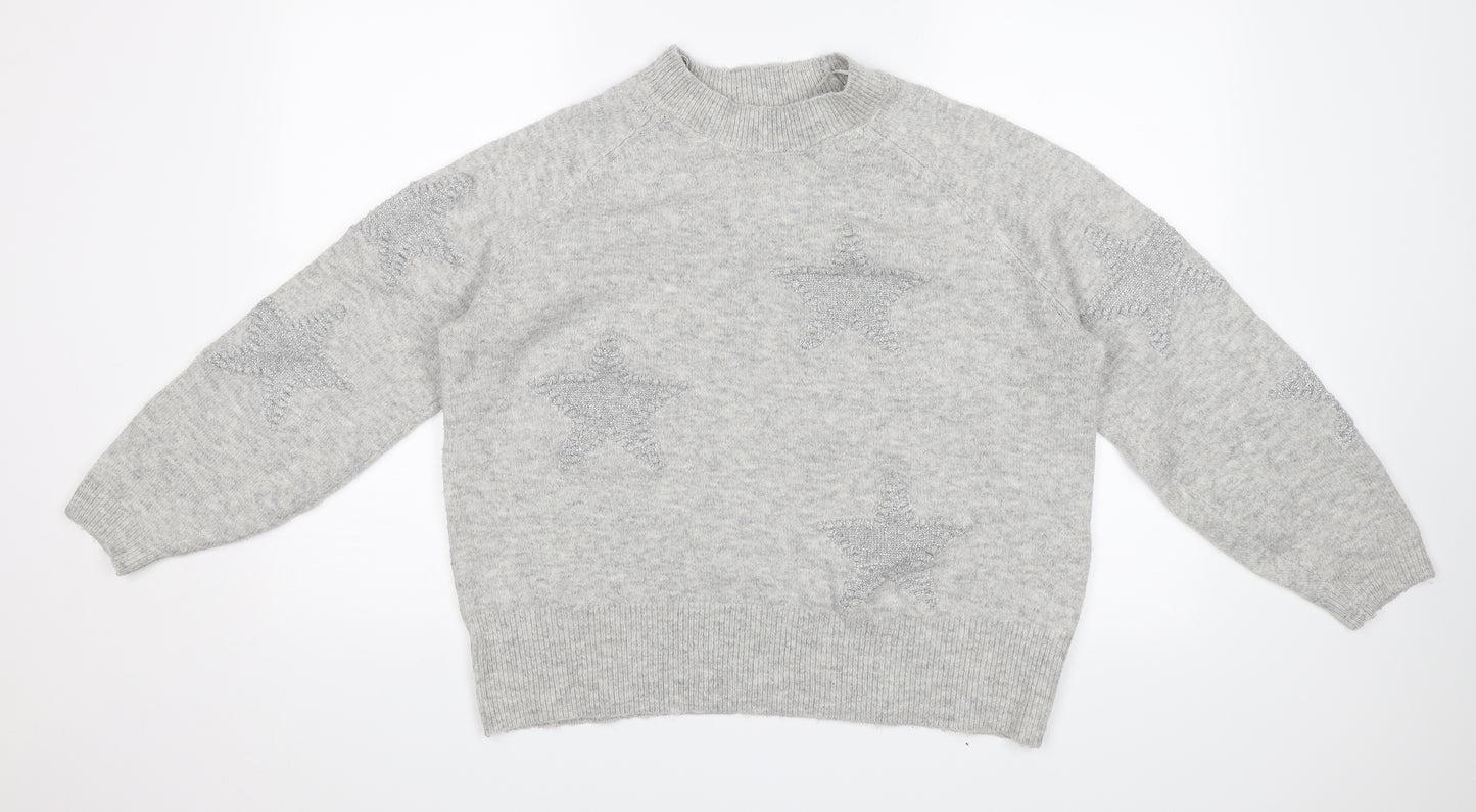 M&S Womens Grey   Pullover Jumper Size L  - stars