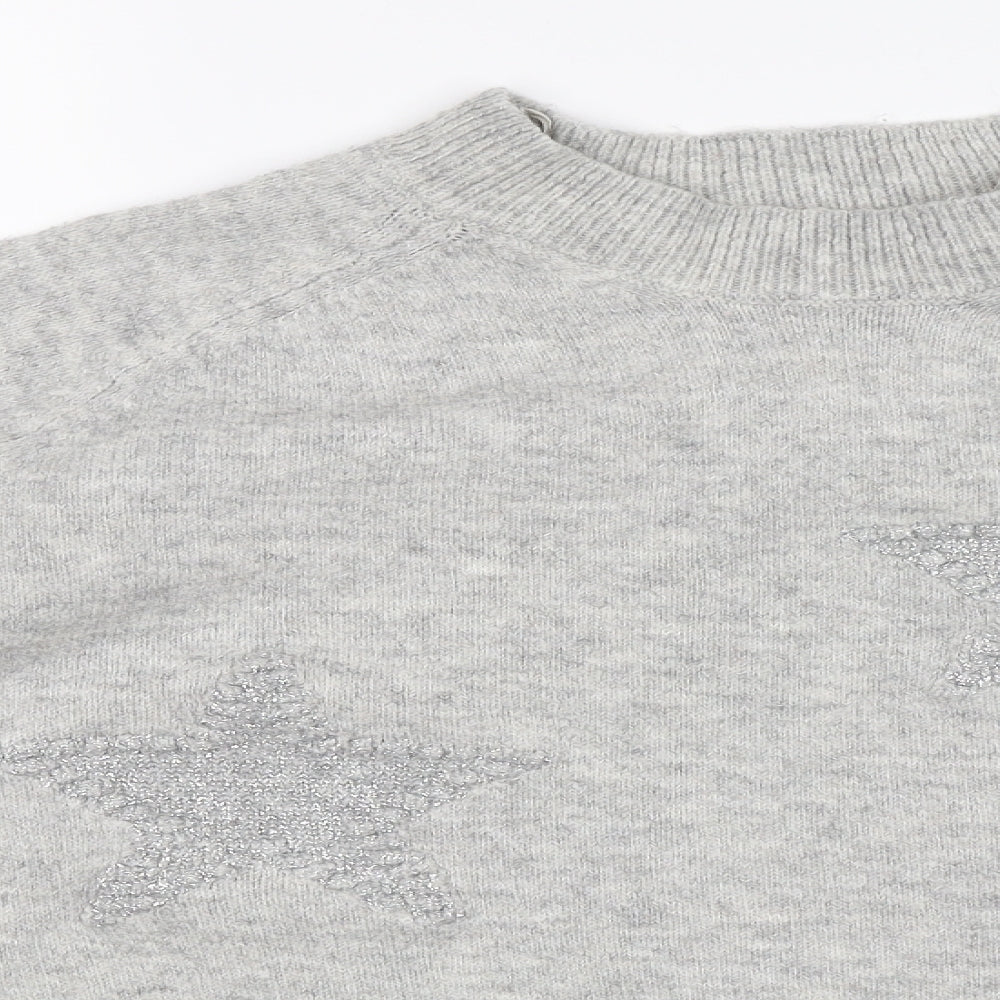 M&S Womens Grey   Pullover Jumper Size L  - stars