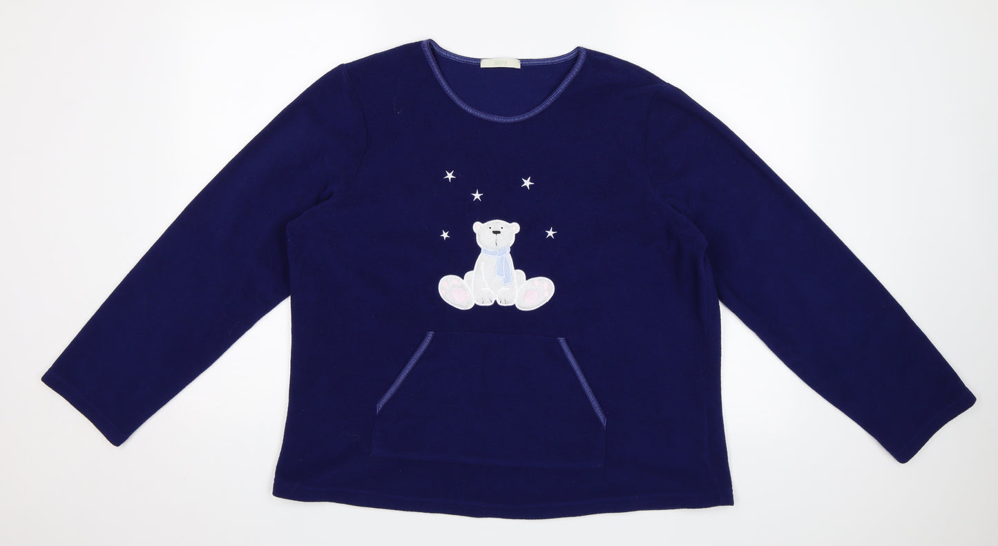 Marks and Spencer Womens Blue Solid  Top Pyjama Top Size 18  - Bear