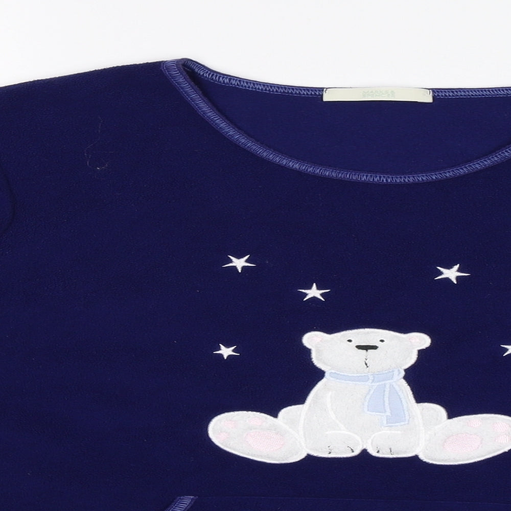 Marks and Spencer Womens Blue Solid  Top Pyjama Top Size 18  - Bear