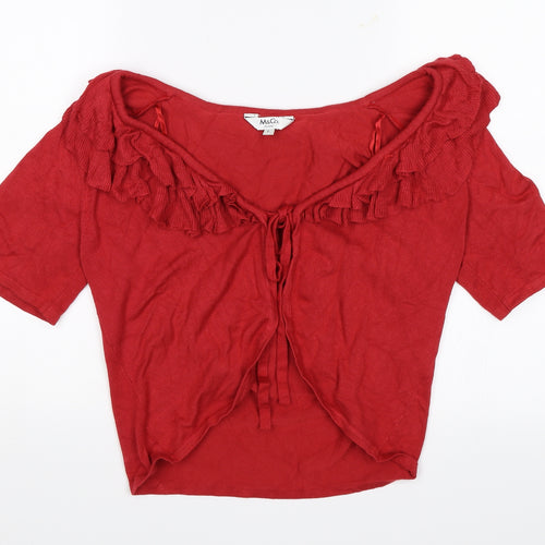M&Co Womens Red   Cardigan Jumper Size L