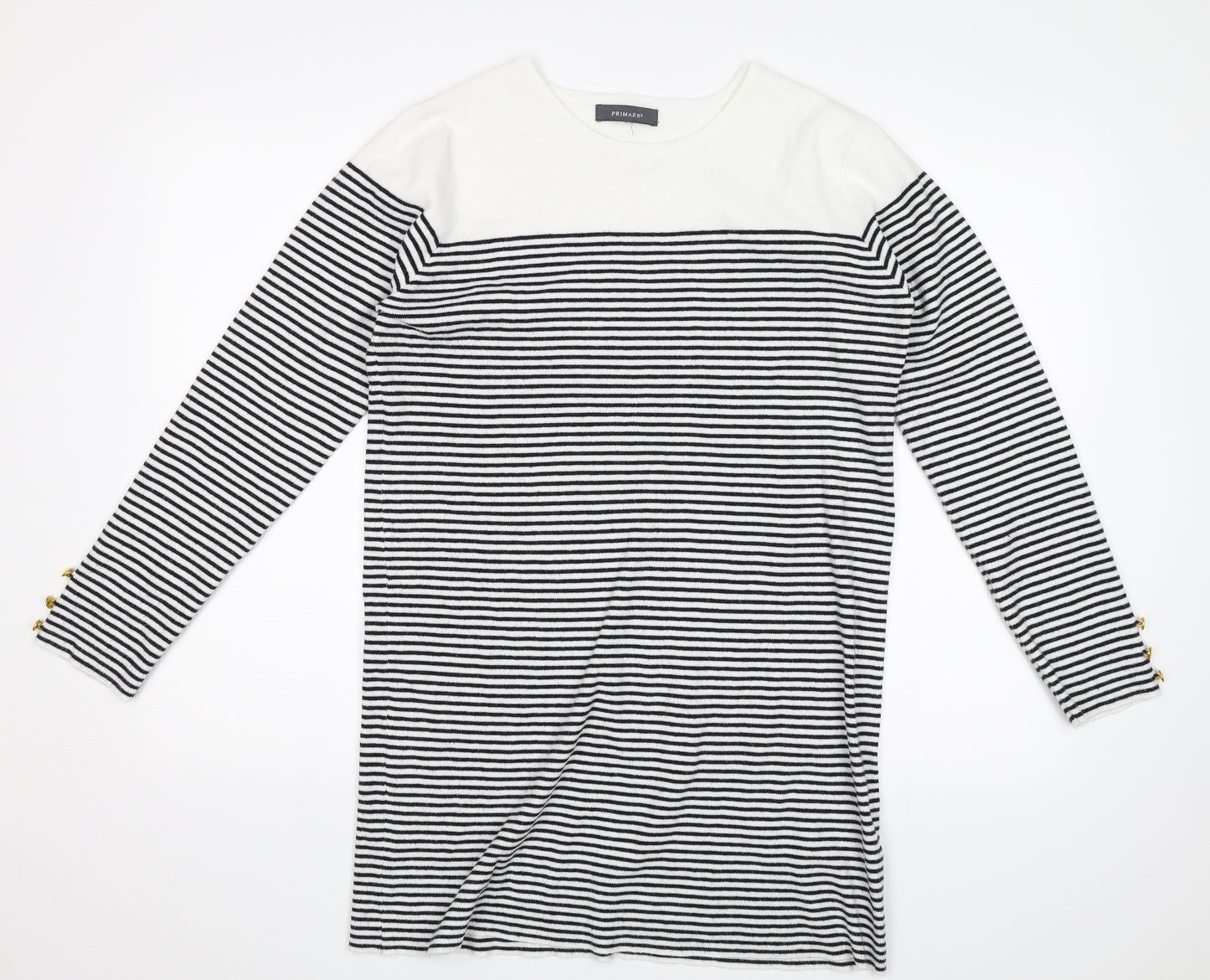 Primark Womens White Striped  Pullover Jumper Size 16
