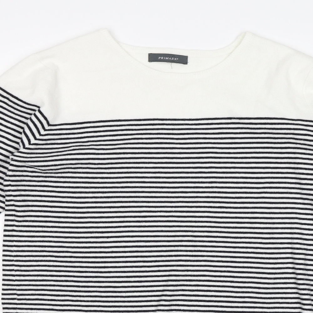 Primark Womens White Striped  Pullover Jumper Size 16