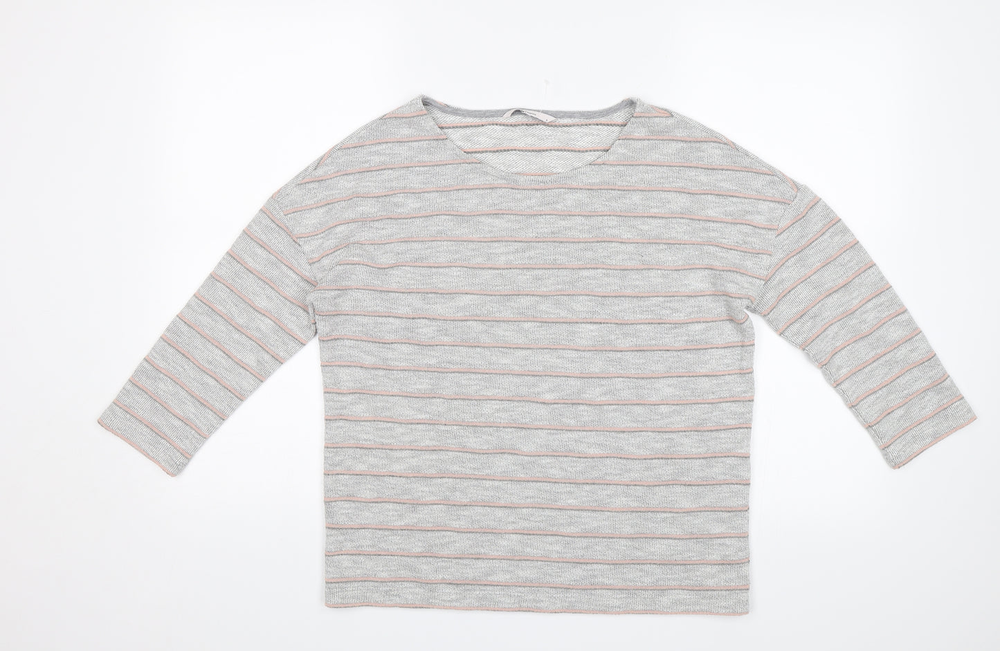 TU Womens Grey Striped  Jersey T-Shirt Size 8