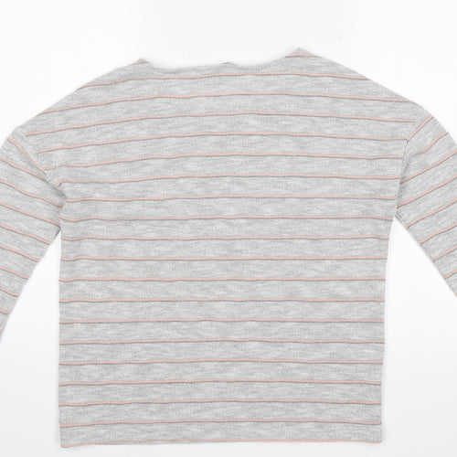 TU Womens Grey Striped  Jersey T-Shirt Size 8