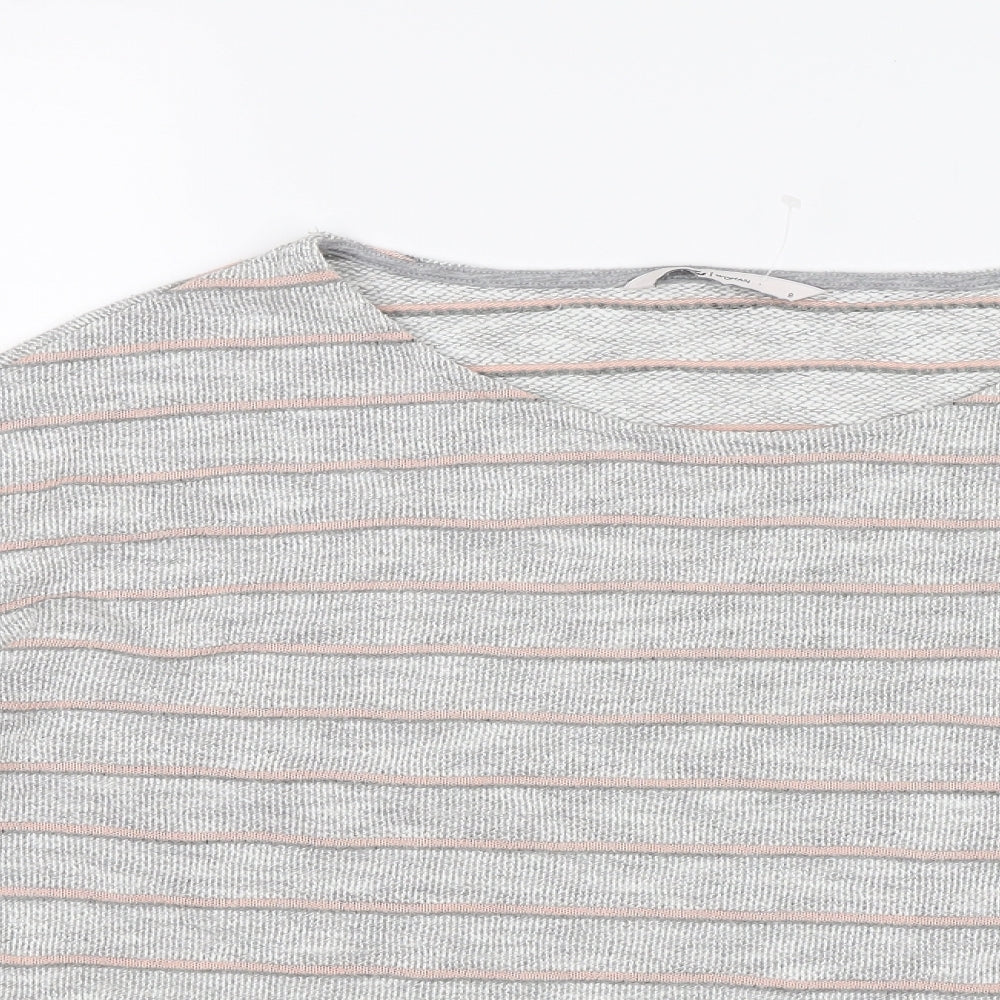 TU Womens Grey Striped  Jersey T-Shirt Size 8