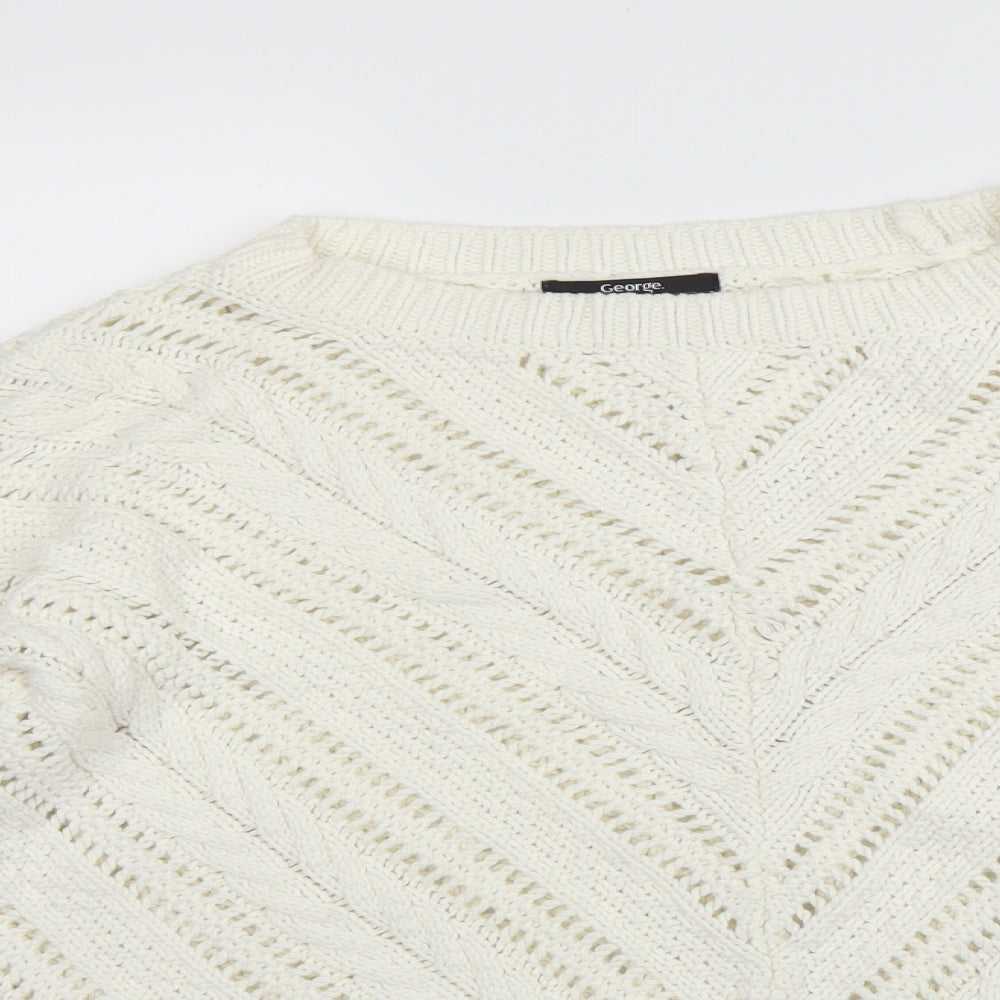 George Womens White  Knit Pullover Jumper Size 14