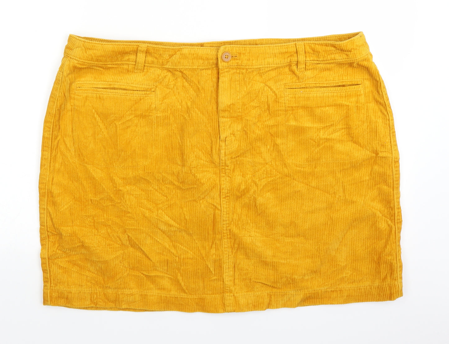 TU Womens Yellow  Corduroy A-Line Skirt Size 20
