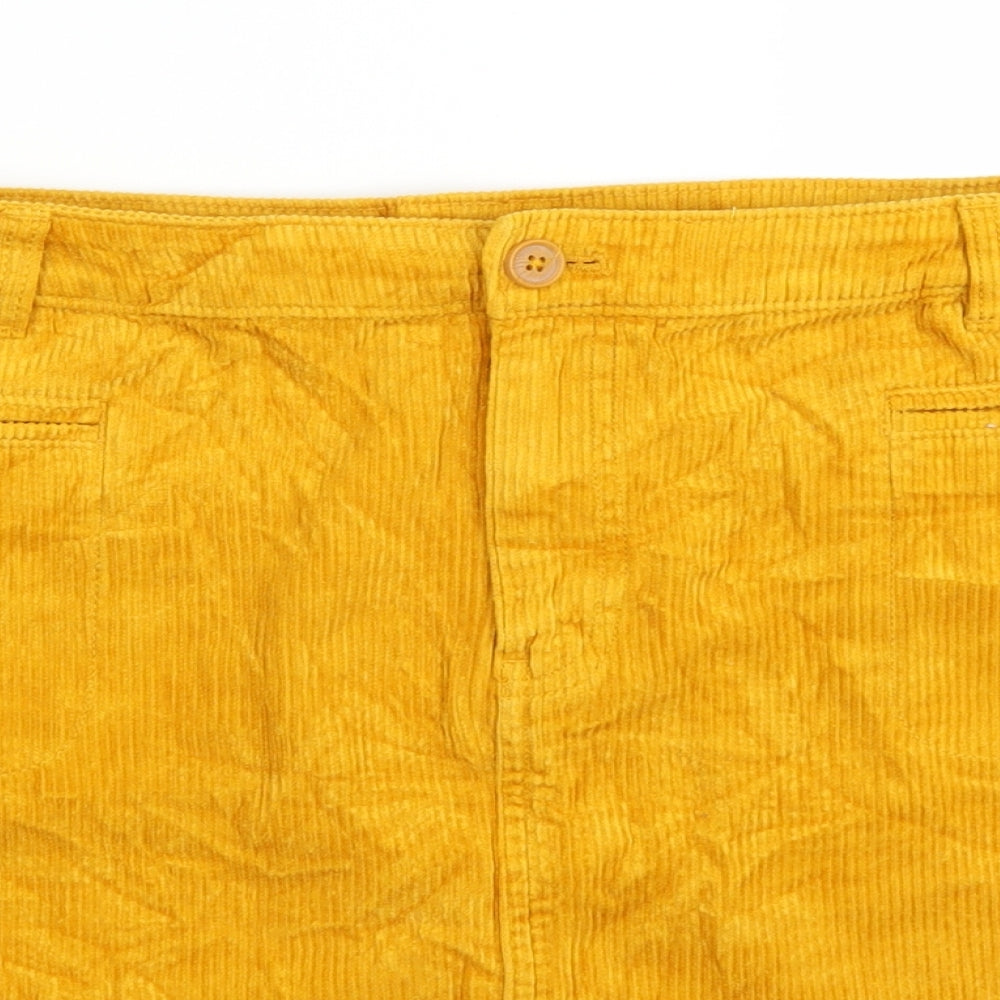 TU Womens Yellow  Corduroy A-Line Skirt Size 20