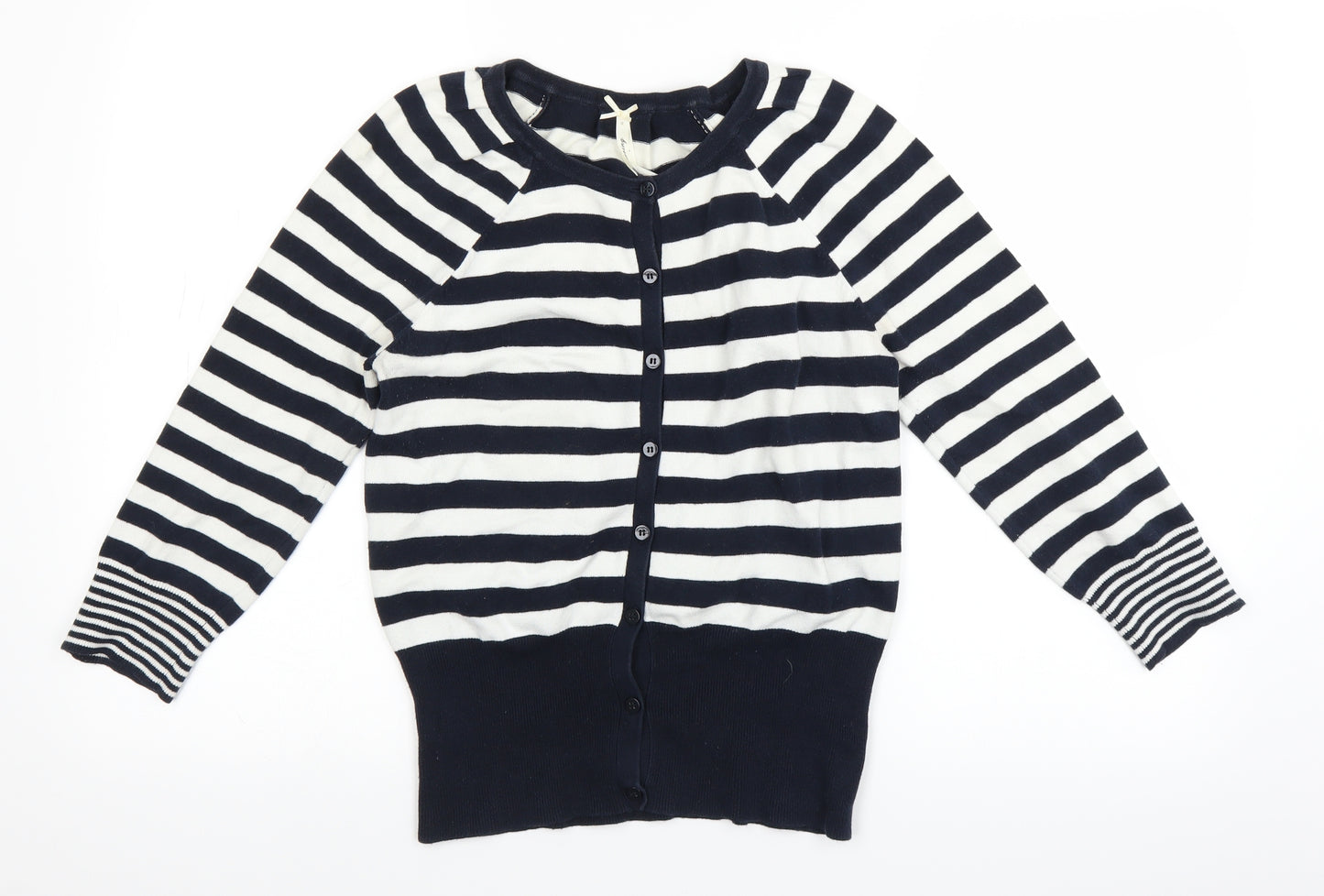 Red Herring Womens Blue Striped  Cardigan Jumper Size 8