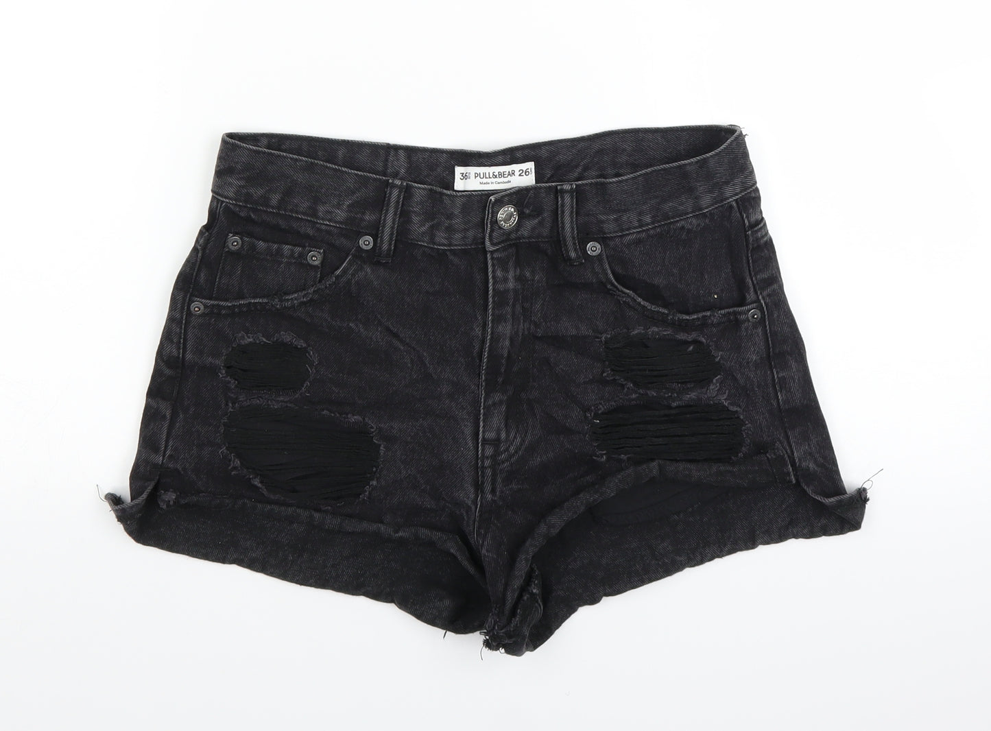 Pull&Bear Womens Black  Denim Cut-Off Shorts Size 8