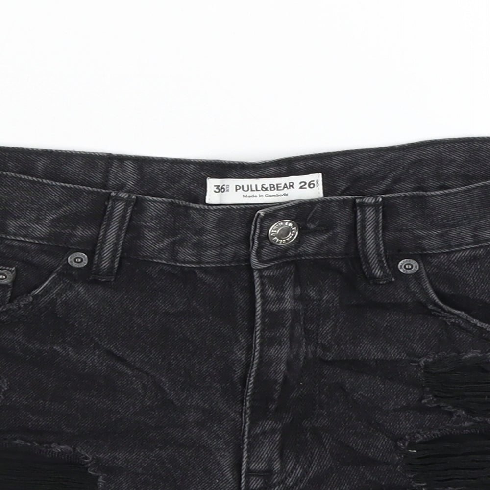 Pull&Bear Womens Black  Denim Cut-Off Shorts Size 8