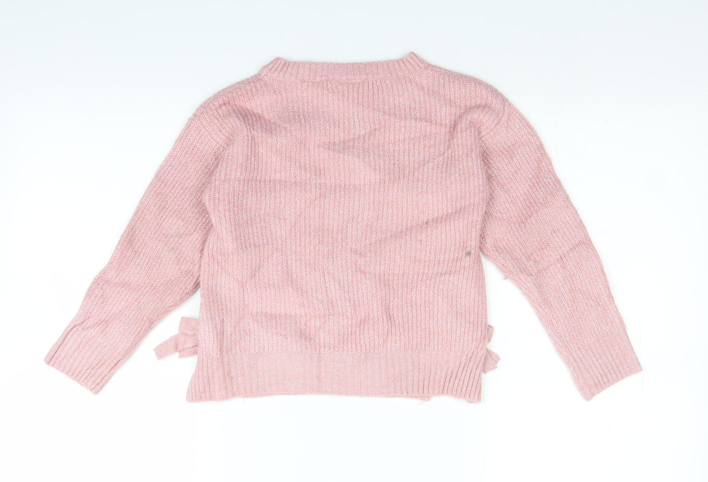 Matalan Girls Pink  Knit Pullover Jumper Size 7 Years
