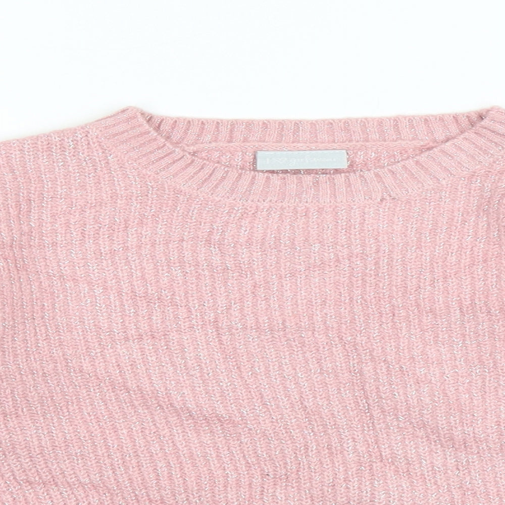 Matalan Girls Pink  Knit Pullover Jumper Size 7 Years