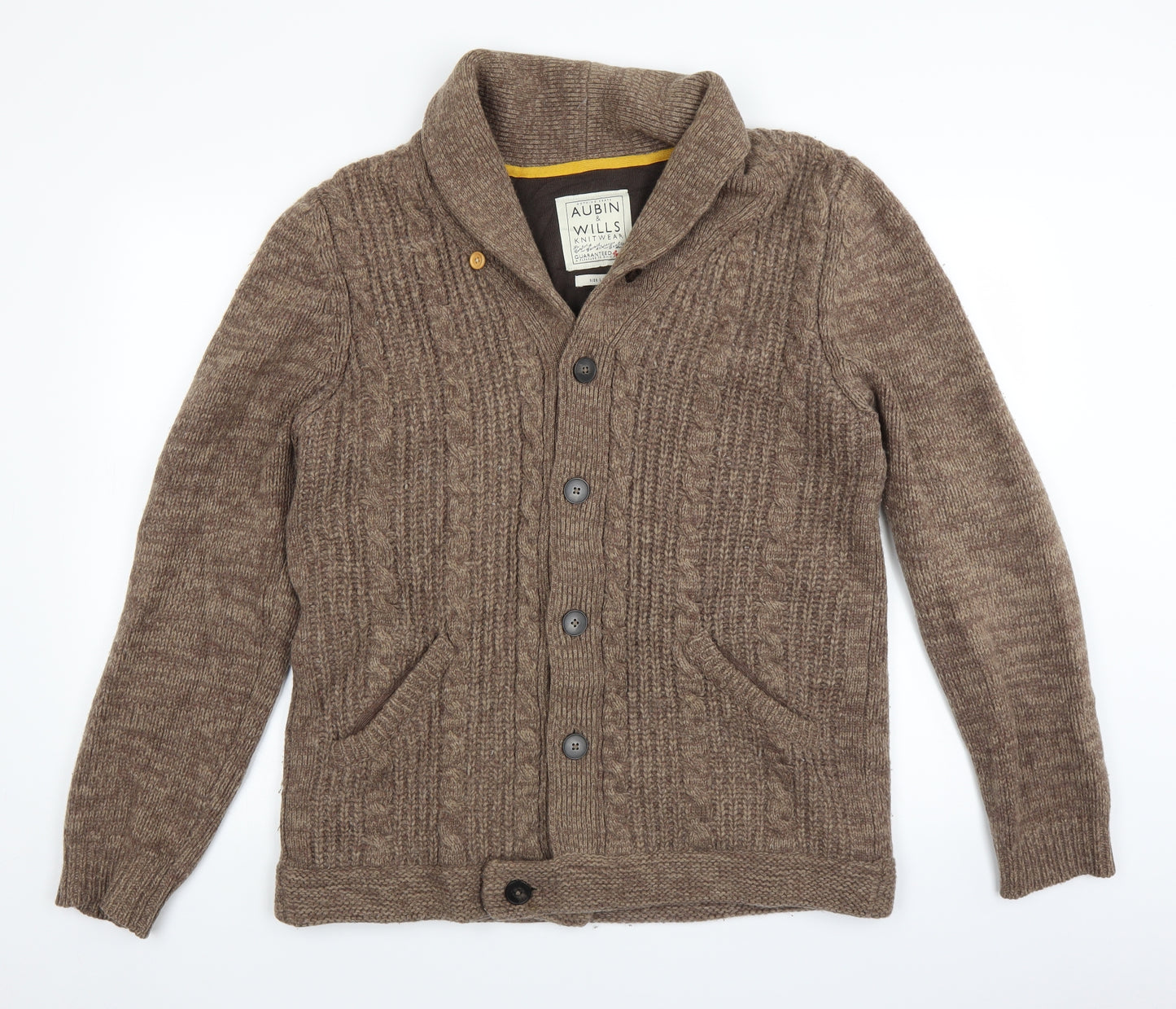 AUBIN & WILLS Mens Brown  Knit Cardigan Jumper Size L