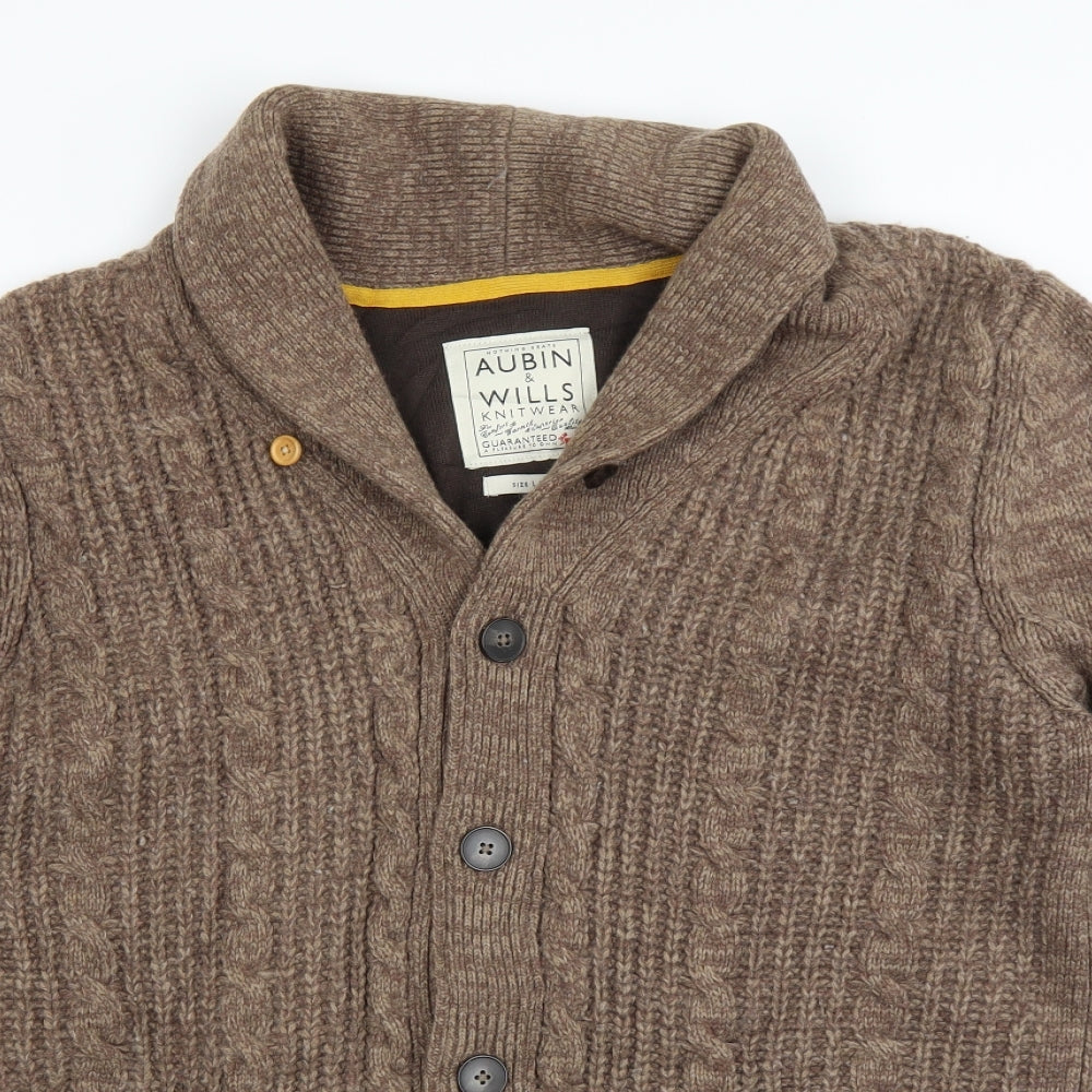 AUBIN & WILLS Mens Brown  Knit Cardigan Jumper Size L