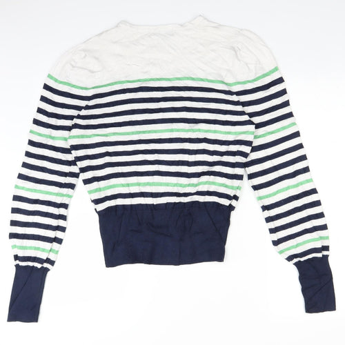 Marks and Spencer Womens White Striped  Pullover Jumper Size 12
