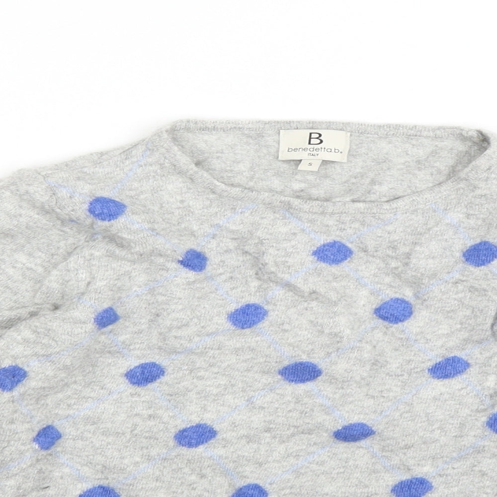 Benedetta B Womens Grey Polka Dot  Pullover Jumper Size S