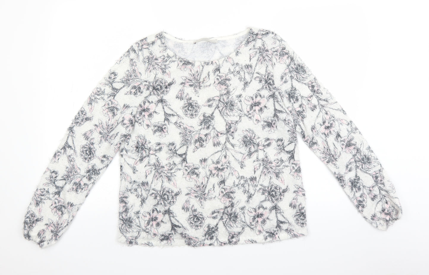 George Womens White Floral  Pullover Jumper Size 14