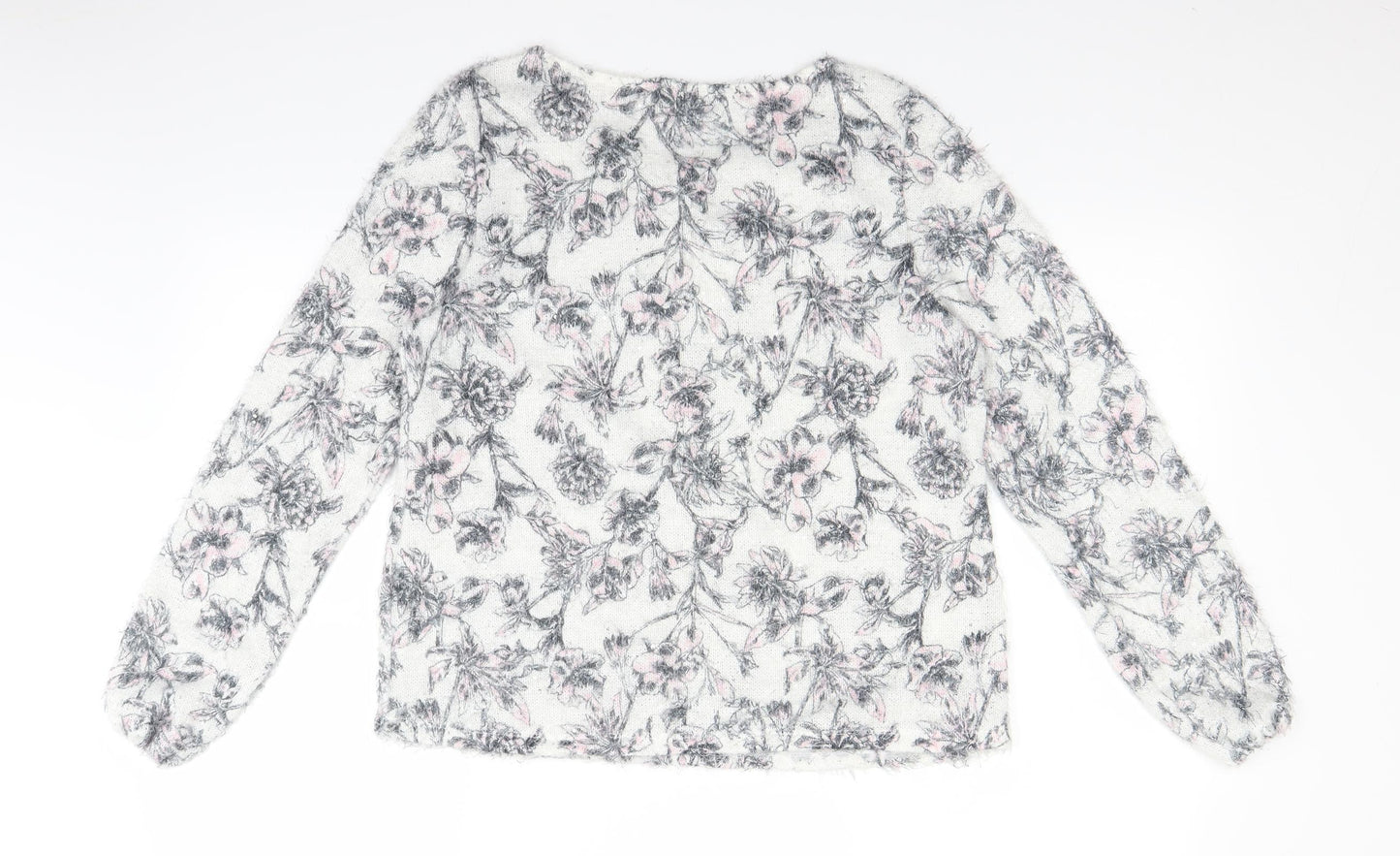 George Womens White Floral  Pullover Jumper Size 14