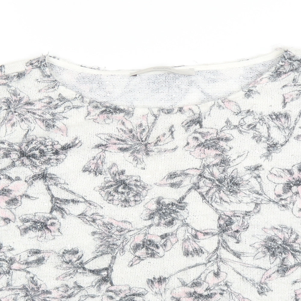 George Womens White Floral  Pullover Jumper Size 14