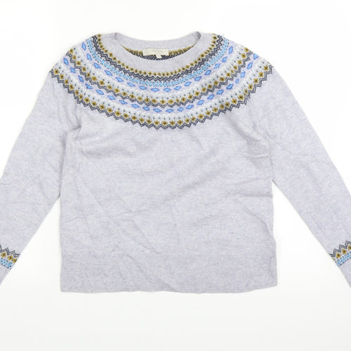 Hobbs Womens Grey Fair Isle  Pullover Jumper Size M