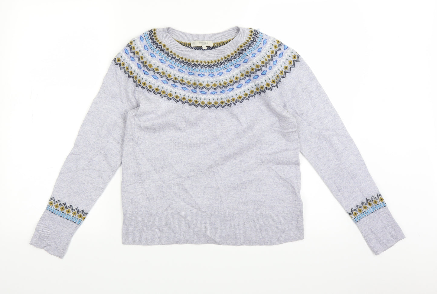 Hobbs Womens Grey Fair Isle  Pullover Jumper Size M