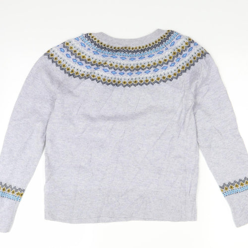 Hobbs Womens Grey Fair Isle  Pullover Jumper Size M